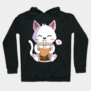 Kawaii Cat Drinking Boba Tea Japanese Anime Hoodie